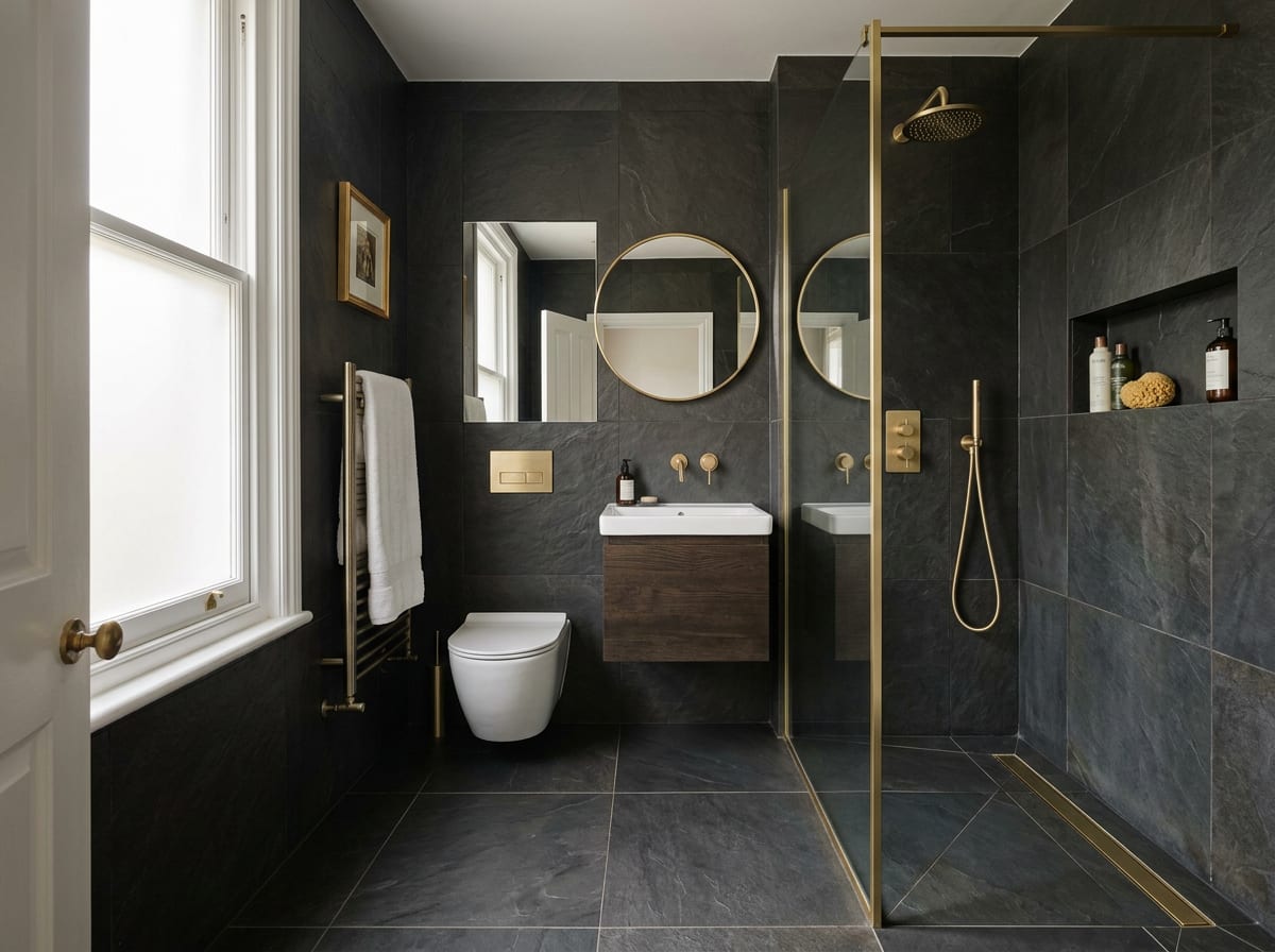 Slate en-suite shower room